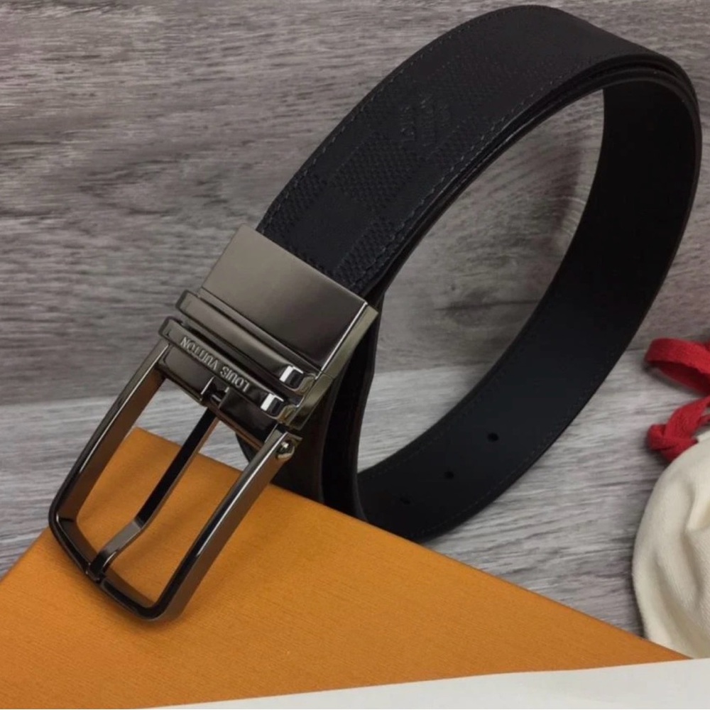 Louis Vuitton Black Checkered Belt